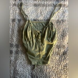 American Eagle Outfitters Olive Ribbed Halter Top